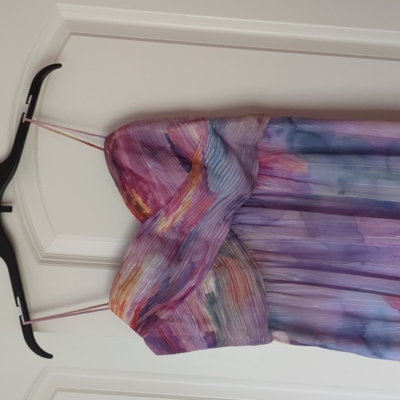 Eliza J Purple Watercolor Strapless Maxi Dress - Picture 2 of 8